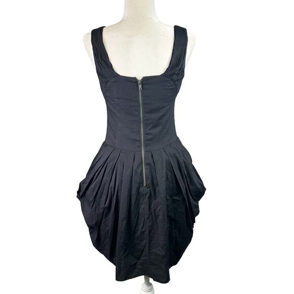 AllSaints Short Dress UK 8 Black Goth Steampunk Parachute Boxy Grunge Fairy US 4 - Picture 7 of 14